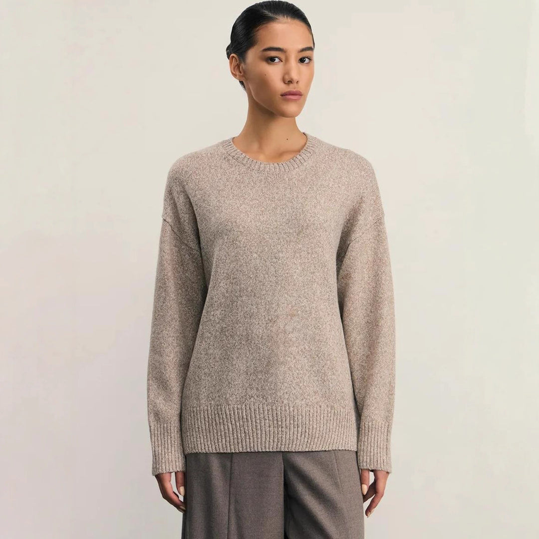 Damen weicher Strickpullover mit lässigem Schnitt und hochgeschlossenem Hals Heidi-Mode