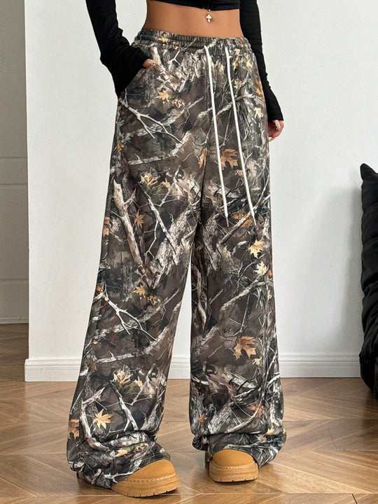 Damen Cargohosen mit hohem Bund und Allover-Muster Heidi-Mode
