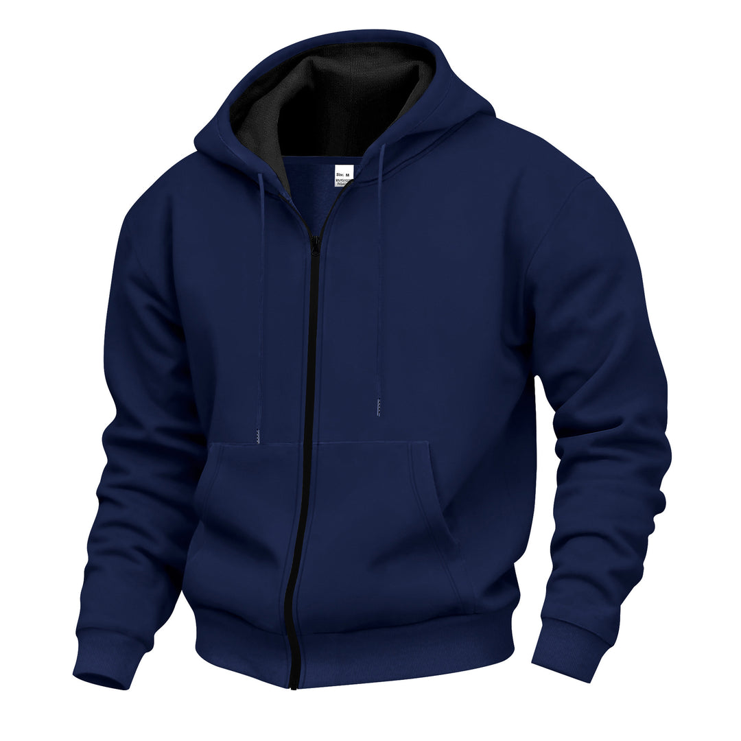 Herren Kapuzenpullover mit hoher Kragen- und doppellagiger Kapuze Heidi-Mode