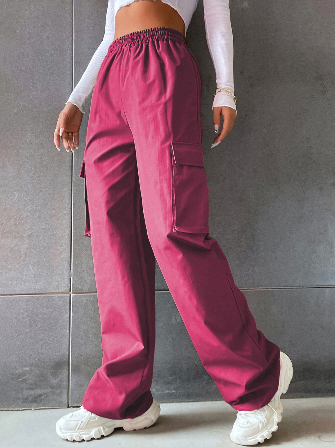 Damen Cargo Hose mit elastischem Bund und praktischen Seitentaschen Heidi-Mode