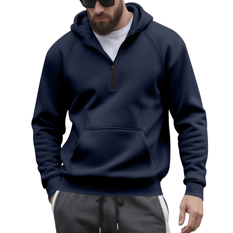 Herren Kapuzensweater mit Reißverschluss und praktischer Kängurutasche Heidi-Mode