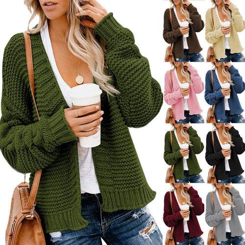 Damen Grobstrickjacke mit lässigem Schnitt und tiefen Taschen Heidi-Mode