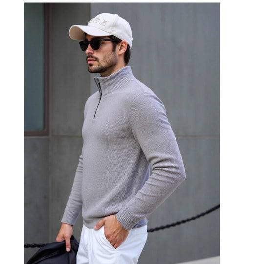 Herren Rollkragenpullover mit modernem Strukturdesign Heidi-Mode