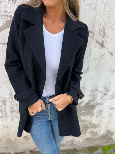 Damen Fleece Mantel mit doppelter Knopfleiste und schickem Reverskragen Heidi-Mode