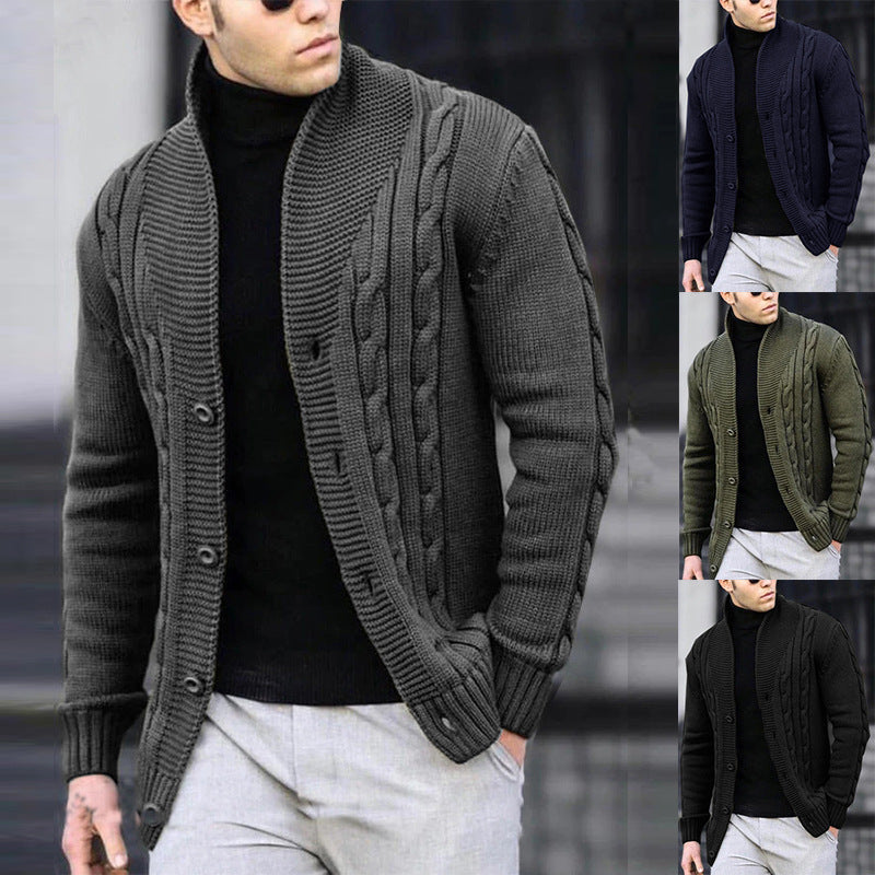Herren Strickjacke mit Kabelmuster und Schalkragen Heidi-Mode