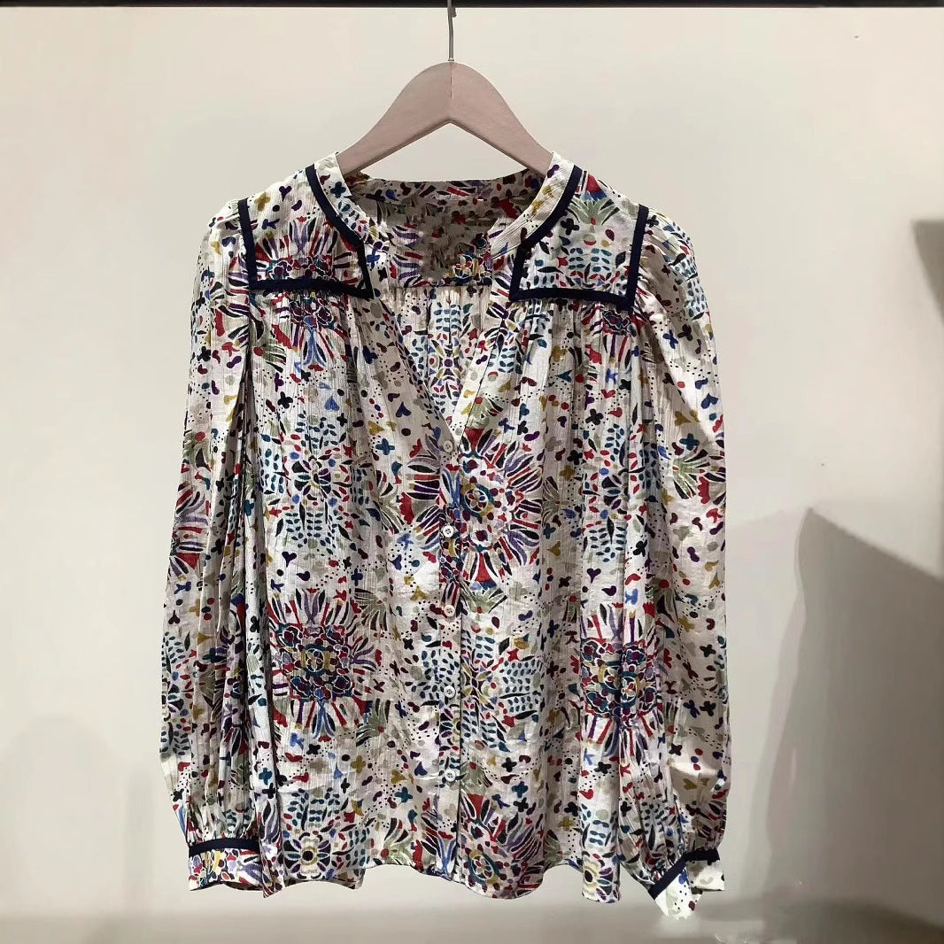 Damen Bluse mit aufwendigem Blumenmuster und eleganten Akzenten Heidi-Mode