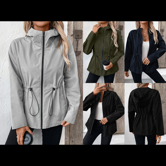 Damen leichte Kapuzenjacke mit einstellbarem Bund Heidi-Mode