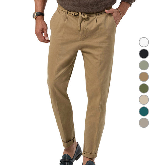 Herren entspannte Chinohose mit verstellbarem Kordelzug und seitlichen Taschen Heidi-Mode