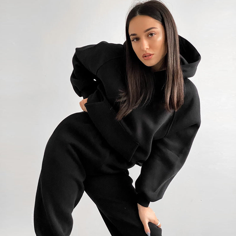 Damen Sportlicher Hoodie- und Jogginganzug mit elastischem Taillenzug Heidi-Mode