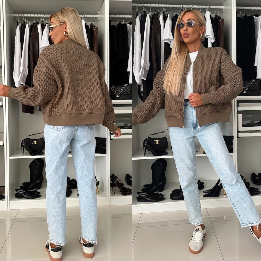 Damen elegante Steppjacke mit voluminösen Ärmeln Heidi-Mode