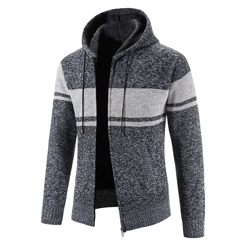 Herren Strickjacke mit Kapuze und strukturiertem Design Heidi-Mode