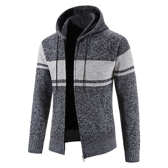 Herren Strickjacke mit Kapuze und strukturiertem Design Heidi-Mode