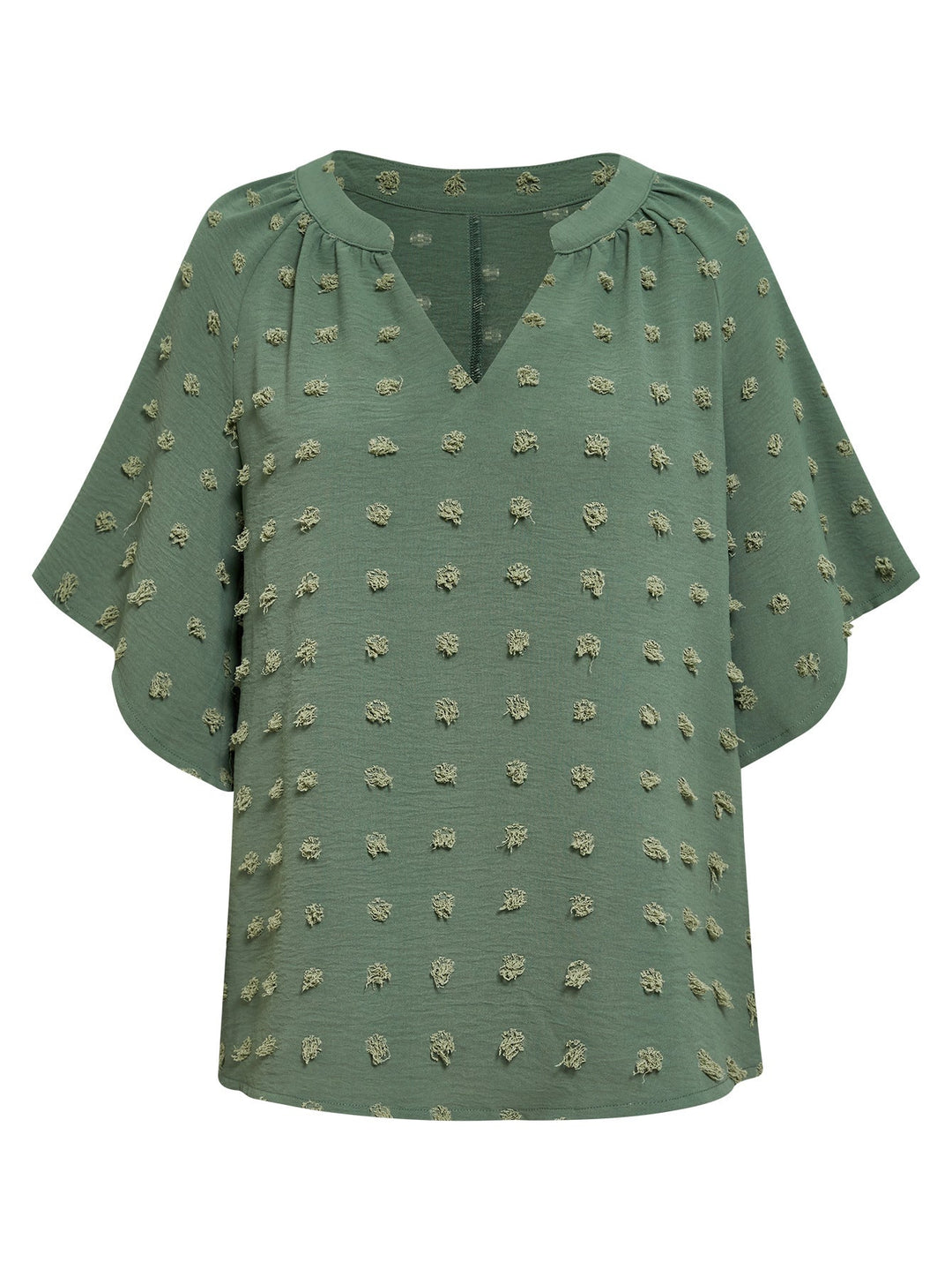 Heidi-Mode | Damen Mock Neck Lose Kurzarm Puffball Bluse