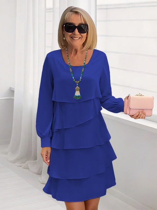 Damen Cerulean-Farbige Layered Kleider Heidi-Mode