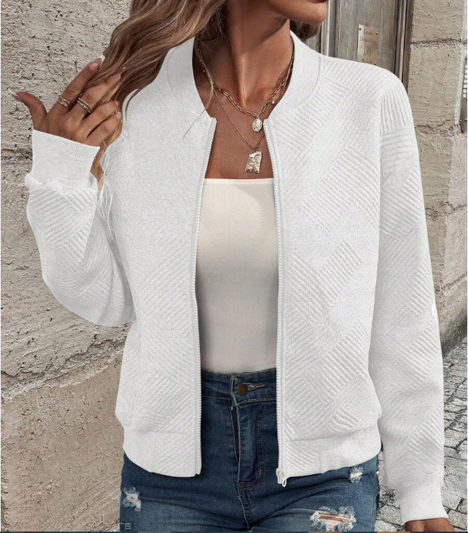 Damen lässige Zip-Jacke mit strukturiertem Design Heidi-Mode