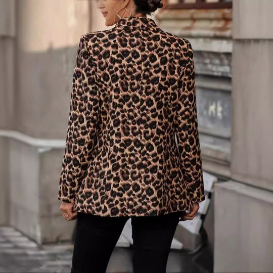 Damen modischer Blazer mit Leopardenmuster und taillierter Passform Heidi-Mode