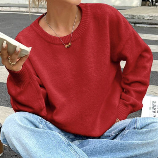 Damen Pullover mit lässigem Schnitt und voluminösen Ärmeln Heidi-Mode