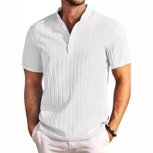 Herren Kurzarm Blusenshirt mit strukturiertem Stoff Heidi-Mode