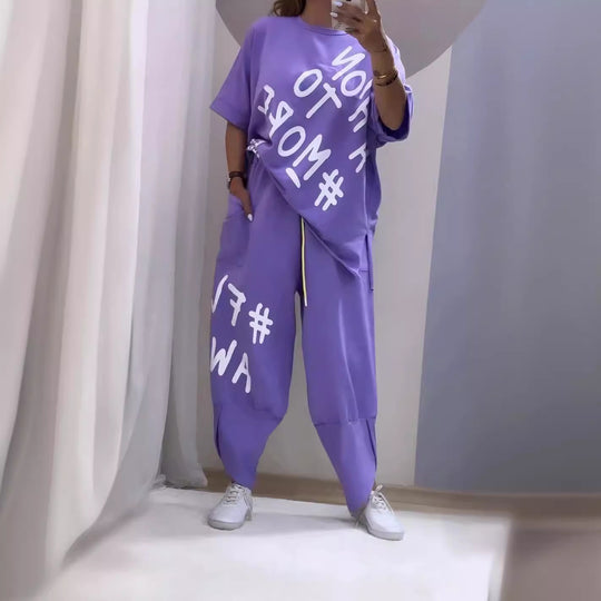 Damen lässiger Oversized Sweater und Jogginghose-Set Heidi-Mode