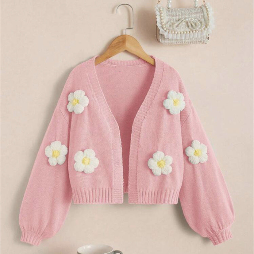 Damen Kurzjacke mit verspielten Blumenapplikationen Heidi-Mode