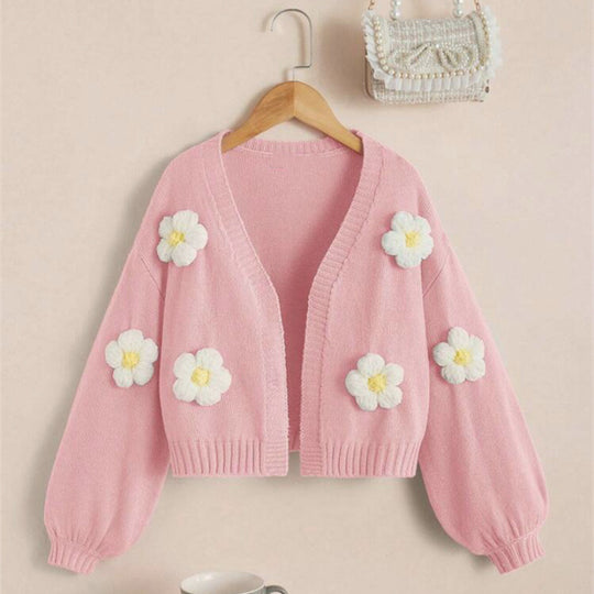 Damen Kurzjacke mit verspielten Blumenapplikationen Heidi-Mode