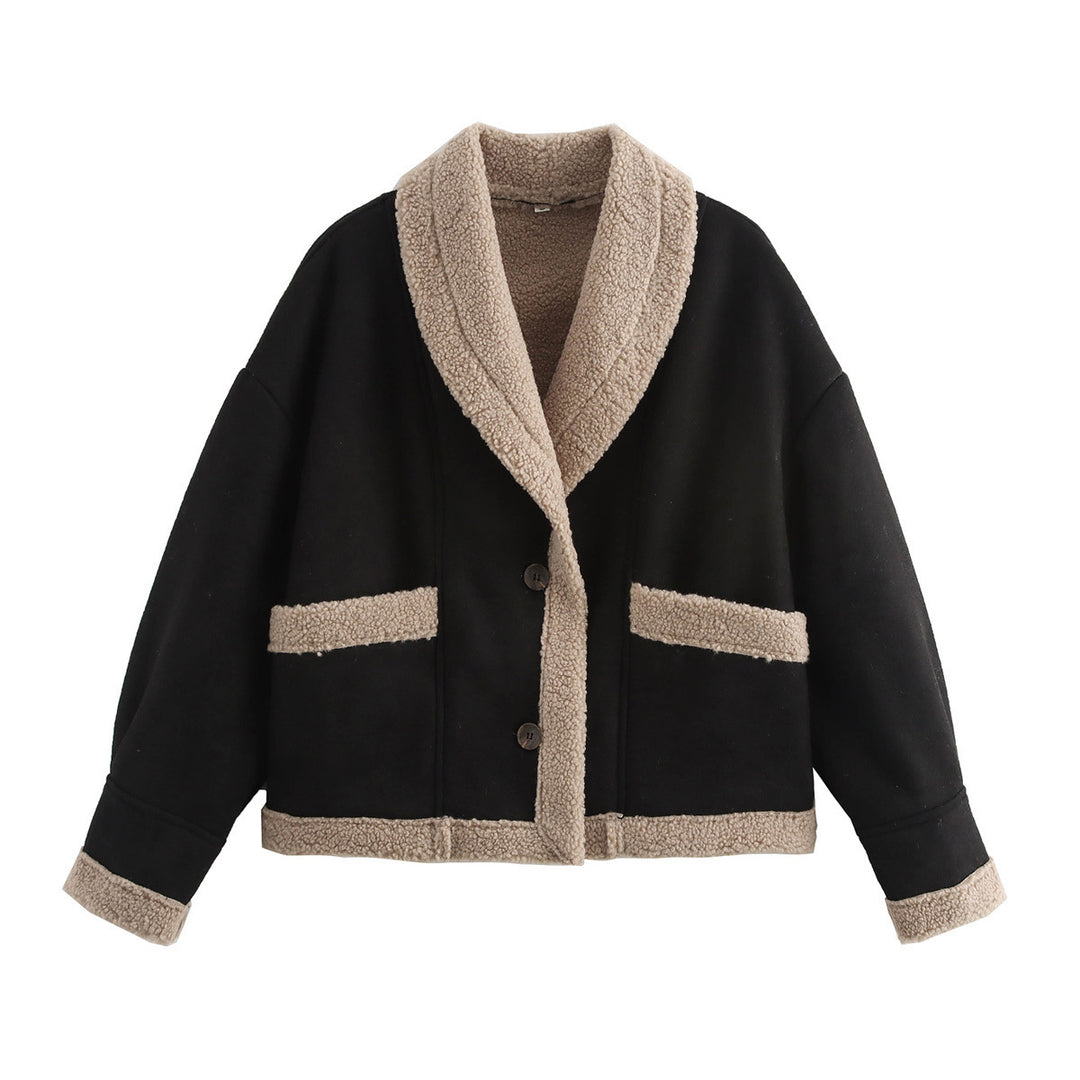 Damen kuschelige Blazerjacke im Teddy-Look mit praktischem Taschen Heidi-Mode