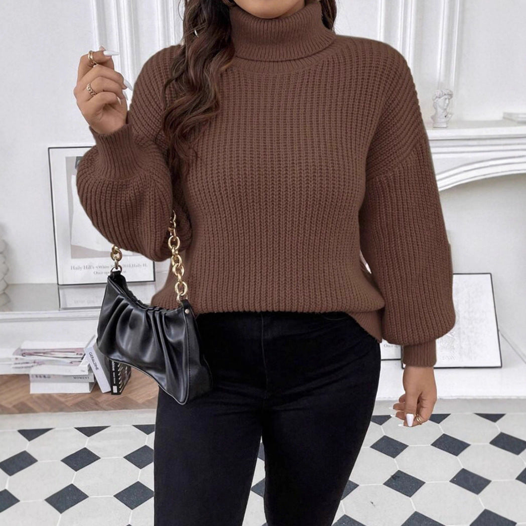 Damen Gemütlicher chunky Pullover mit Rollkragen und strukturiertem Strick Heidi-Mode