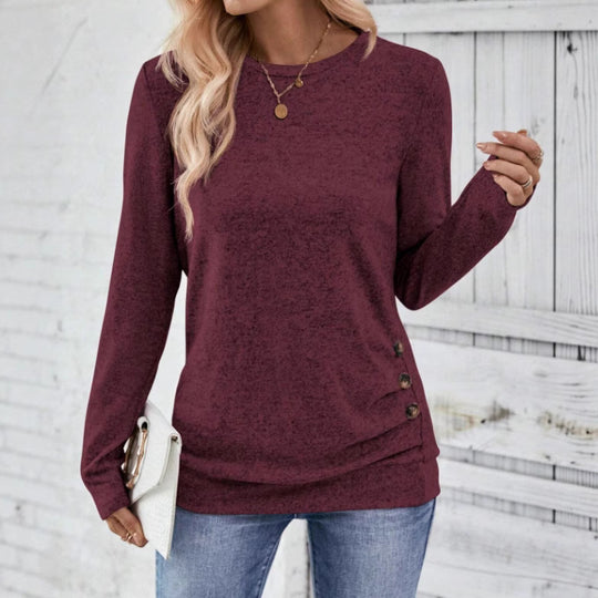Damen lässiges Langarmshirt mit asymmetrischem Schnitt Heidi-Mode