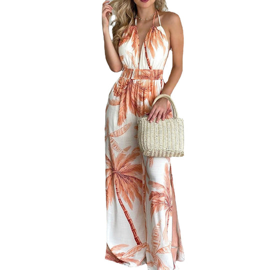 Damen eleganter Jumpsuit mit Spaghettiträgern und hohen Seitenschlitzen Heidi-Mode