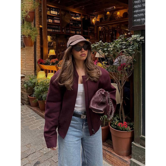 Damen stylische Bomberjacke aus hochwertigem Material Heidi-Mode