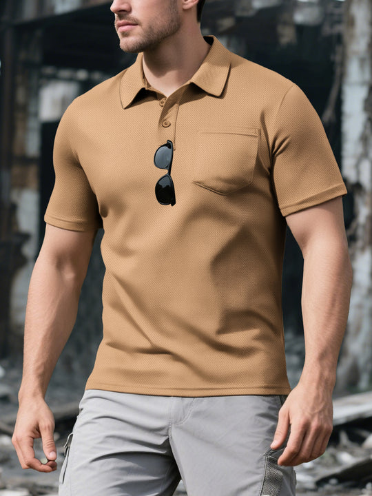Herren Poloshirt mit atmungsaktiver Gewebestruktur und praktischer Brusttasche Heidi-Mode