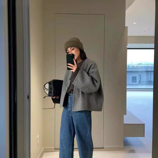 Damen Oversized Wolljacke Heidi-Mode