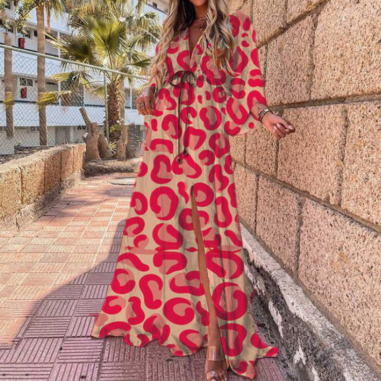 Heidi-Mode | Bodenlanger Lebhaft Bunter Duster Kleid