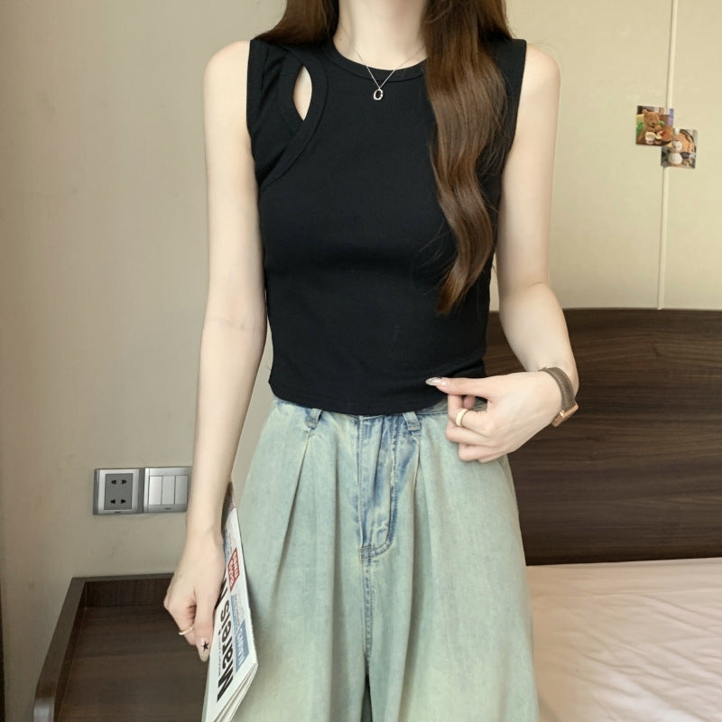 Femme Cut-Out Schulter Crop Top Heidi-Mode