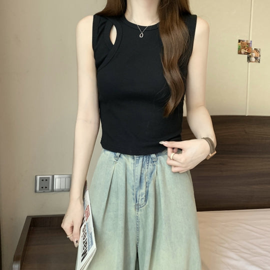 Femme Cut-Out Schulter Crop Top Heidi-Mode