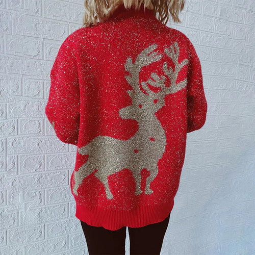 Heidi-Mode | Lässiger Roter Gestrickter Weihnachtspullover