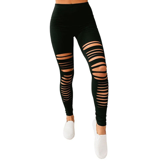 Damen Sportliche Leggings mit modischem Riss-Design Heidi-Mode