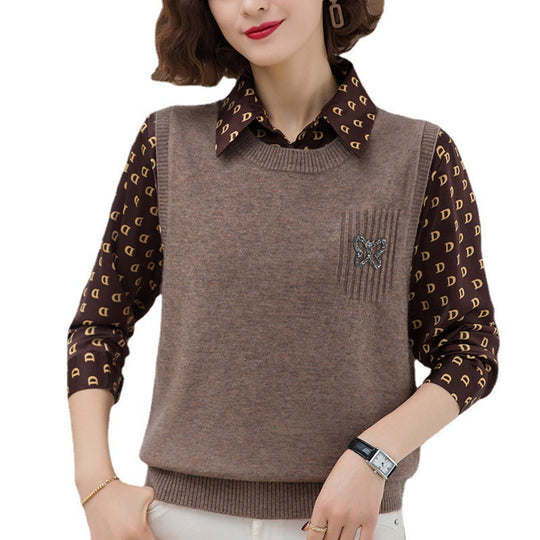 Damen Modische Strickweste mit dekorativem Schmetterlings-Motiv Heidi-Mode