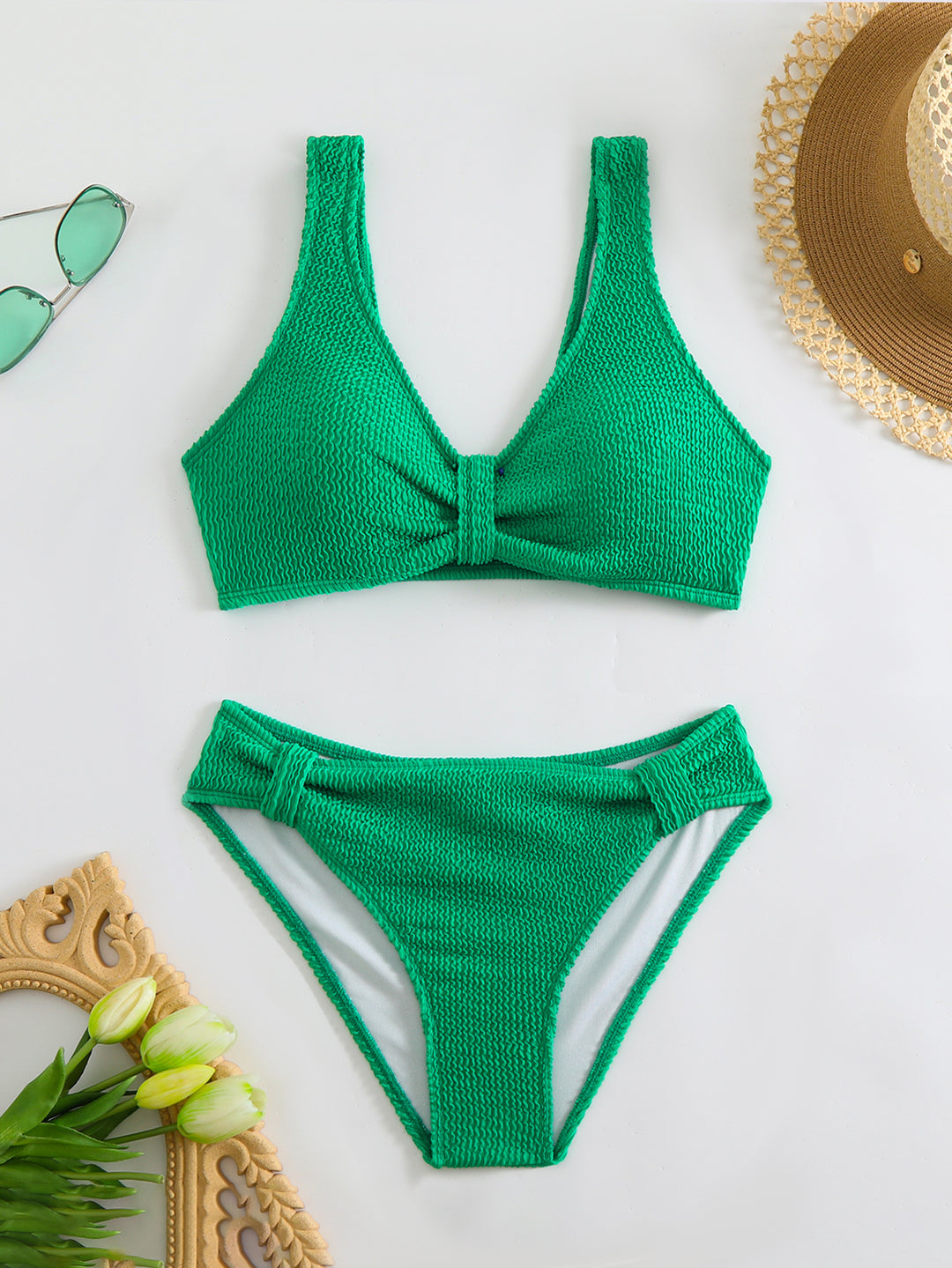 Femme Strukturierter Hochgeschnittener Bikini-Set Heidi-Mode