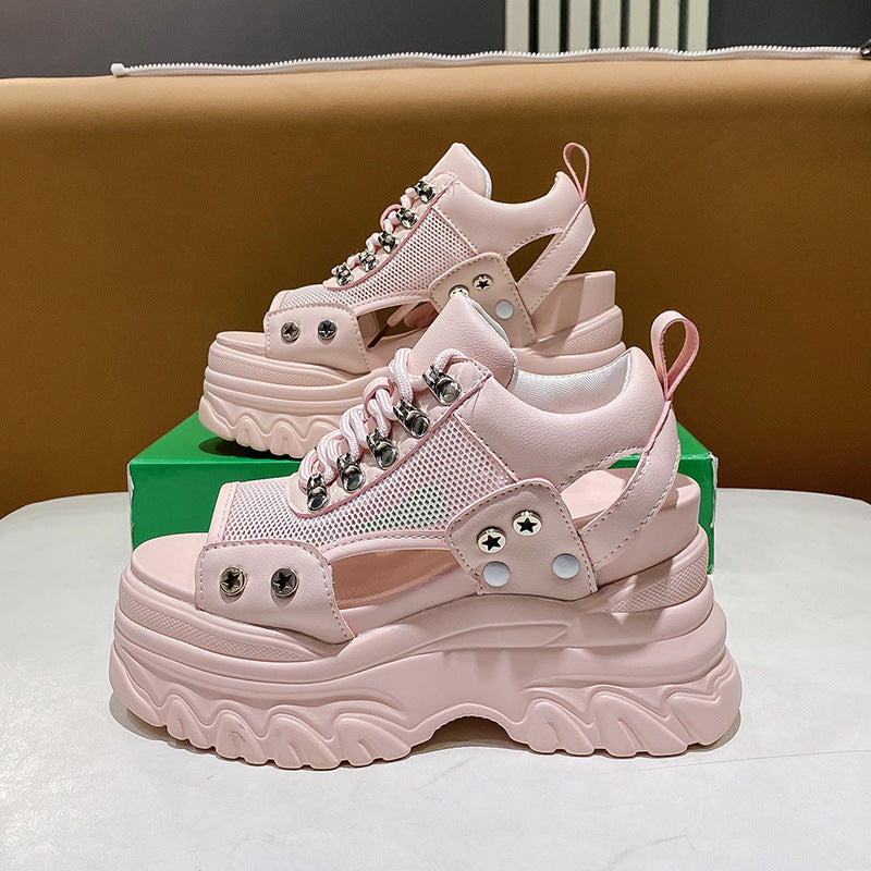 Damen Chunky Sneaker mit modischem Mesh-Obermaterial und robustem Plateau Heidi-Mode