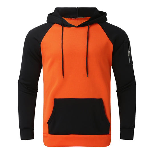 Herren sportlicher Hoodie mit Kontrastärmeln und praktischer Kängurutasche Heidi-Mode