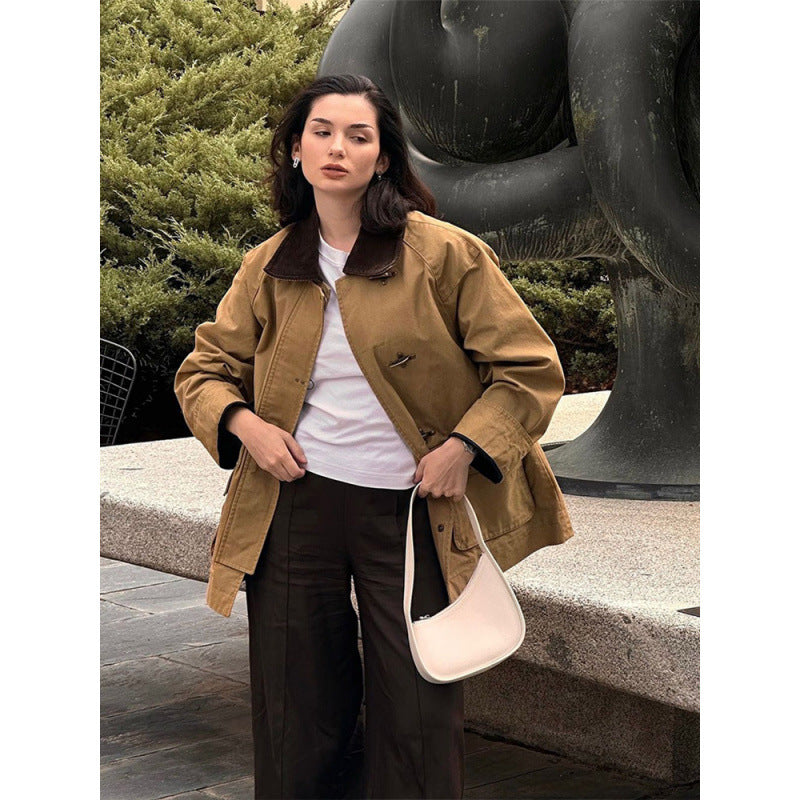 Damen Utility-Jacke mit klassischem Schnitt und hohem Kragen Heidi-Mode