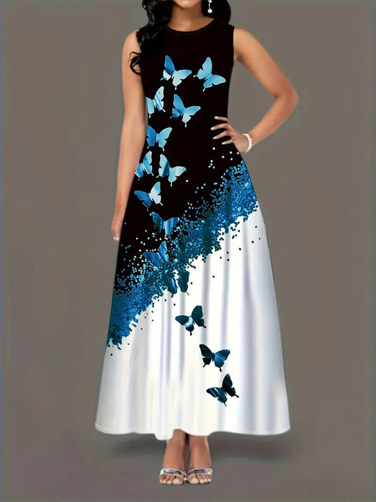 Heidi-Mode | Rundhals-Träger A-Linien Lang Kleid