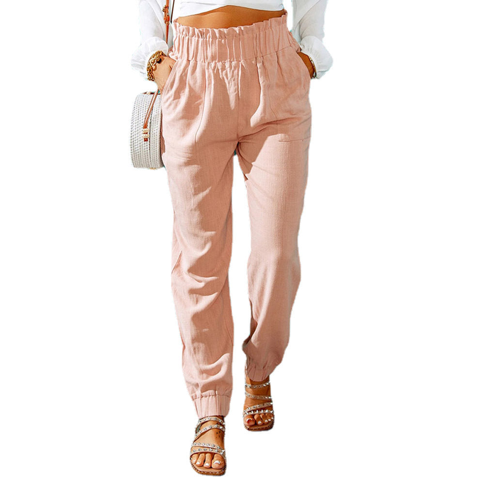 Damen Bequeme und elegante Sommerhose mit elastischem Bund und praktischen Taschen Heidi-Mode