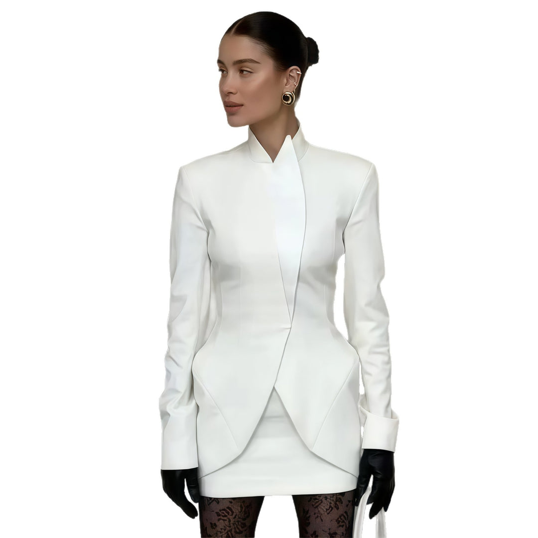 Damen Eleganter Blazer mit asymmetrischem Schnitt und tailliertem Design Heidi-Mode