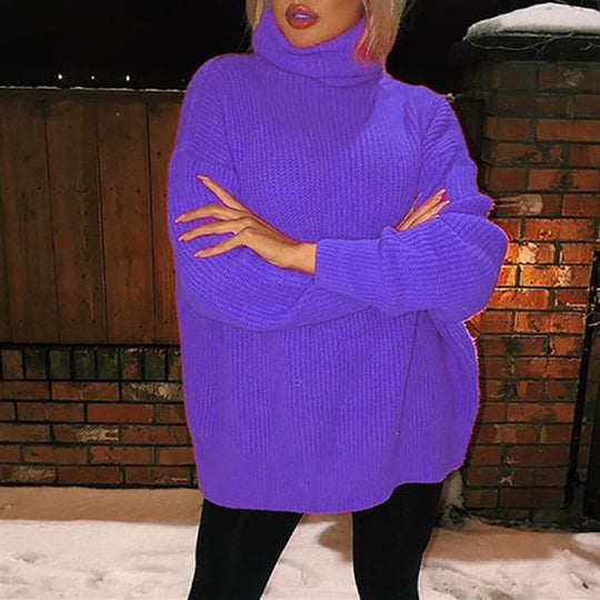 Damen Grobstrick Rollkragenpullover mit oversize Passform Heidi-Mode