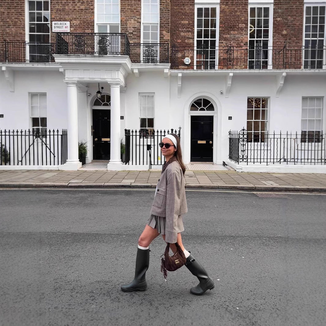 Damen Karierter Blazer mit passendem Rock Heidi-Mode