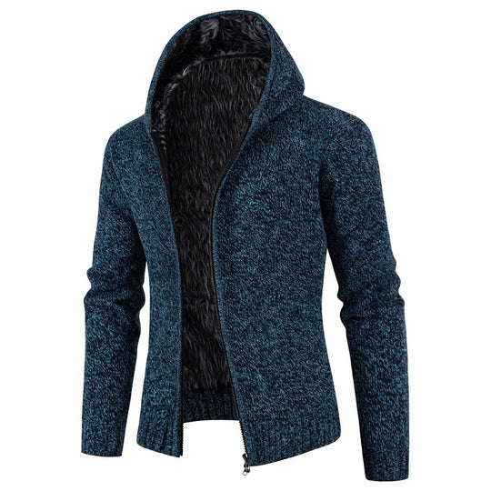 Herren kuschelige Strickjacke mit hohem Kragen und praktischen Taschen Heidi-Mode