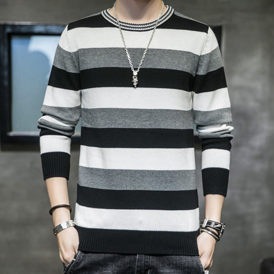 Herren gestreifter Pullover aus weichem Baumwollmix Heidi-Mode