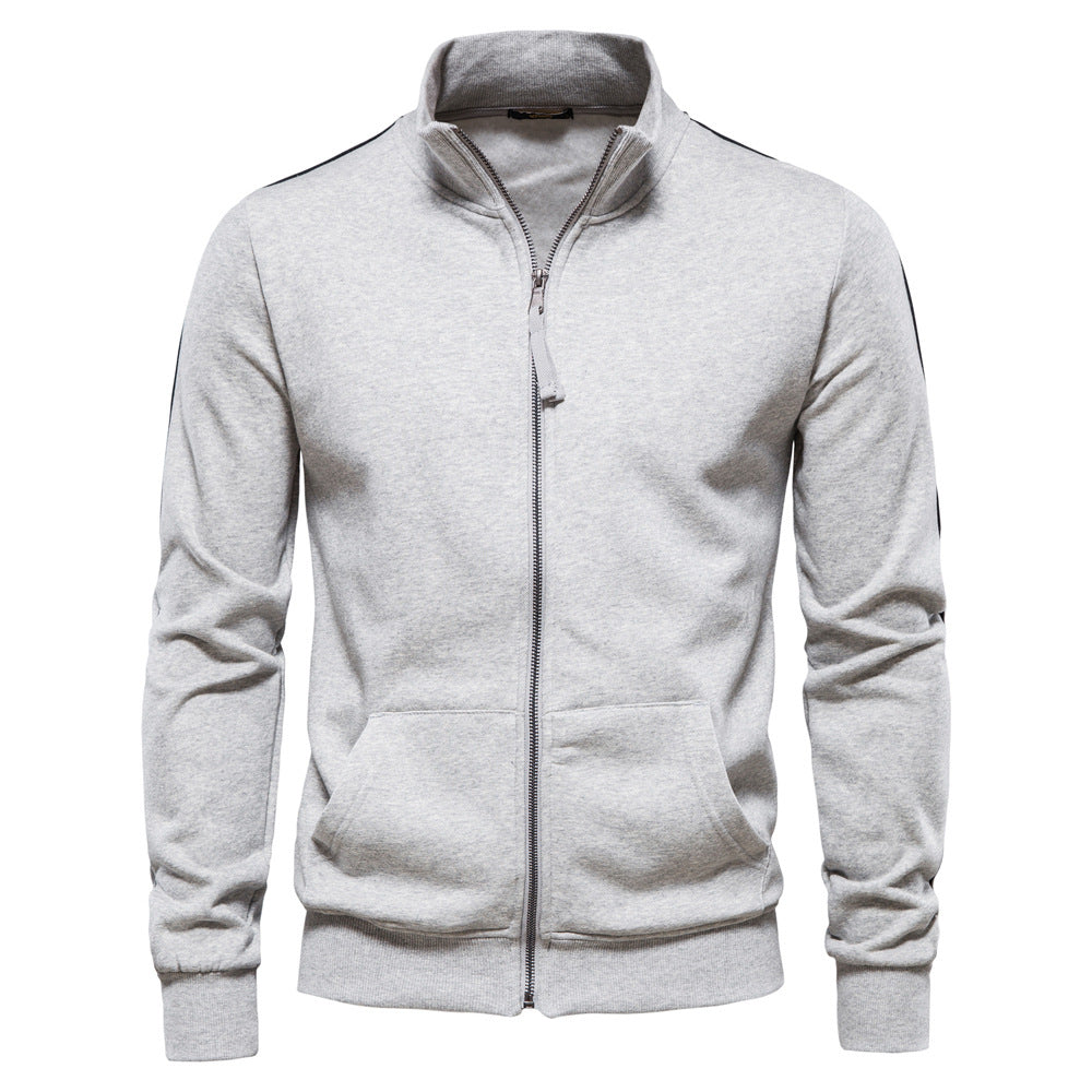 Herren Sweatjacke mit hohem Kragen und durchgehendem Reißverschluss Heidi-Mode